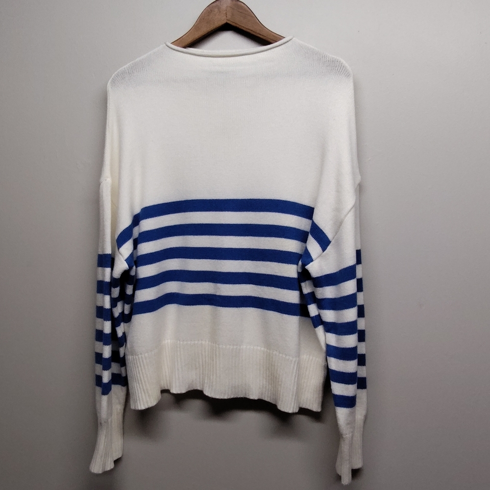 Truth By Republic Pullover Knit Sweater Women Size XL Blue Stipes Super Soft